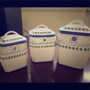 2 ceramic jars - hand painted Portugal